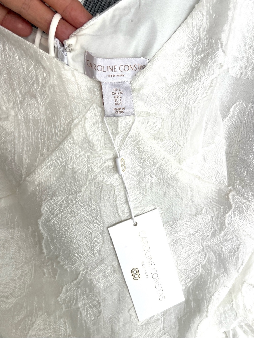 Caroline Constas  jacquard puff skirt spaghetti straps mini dress size white - Picture 11 of 15